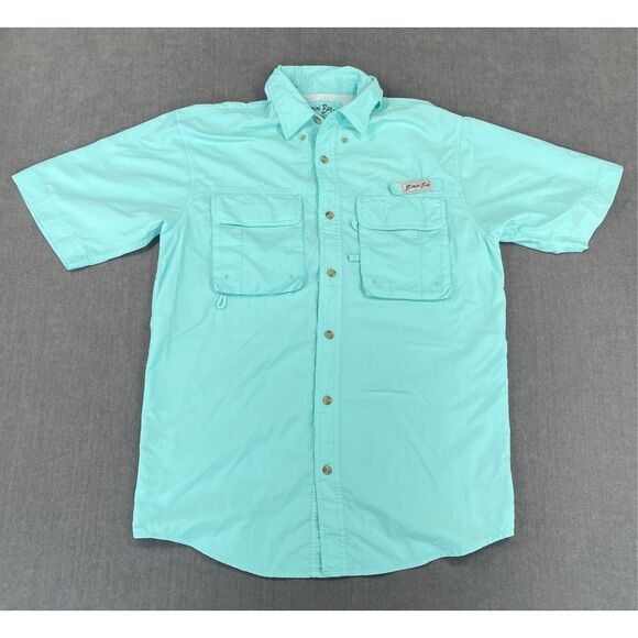 Bimini Bay Vented Fishing Shirt Men S Aqua Blue Short Sleeve Outdoor Quick‎ Dry - Picture 1 of 8
